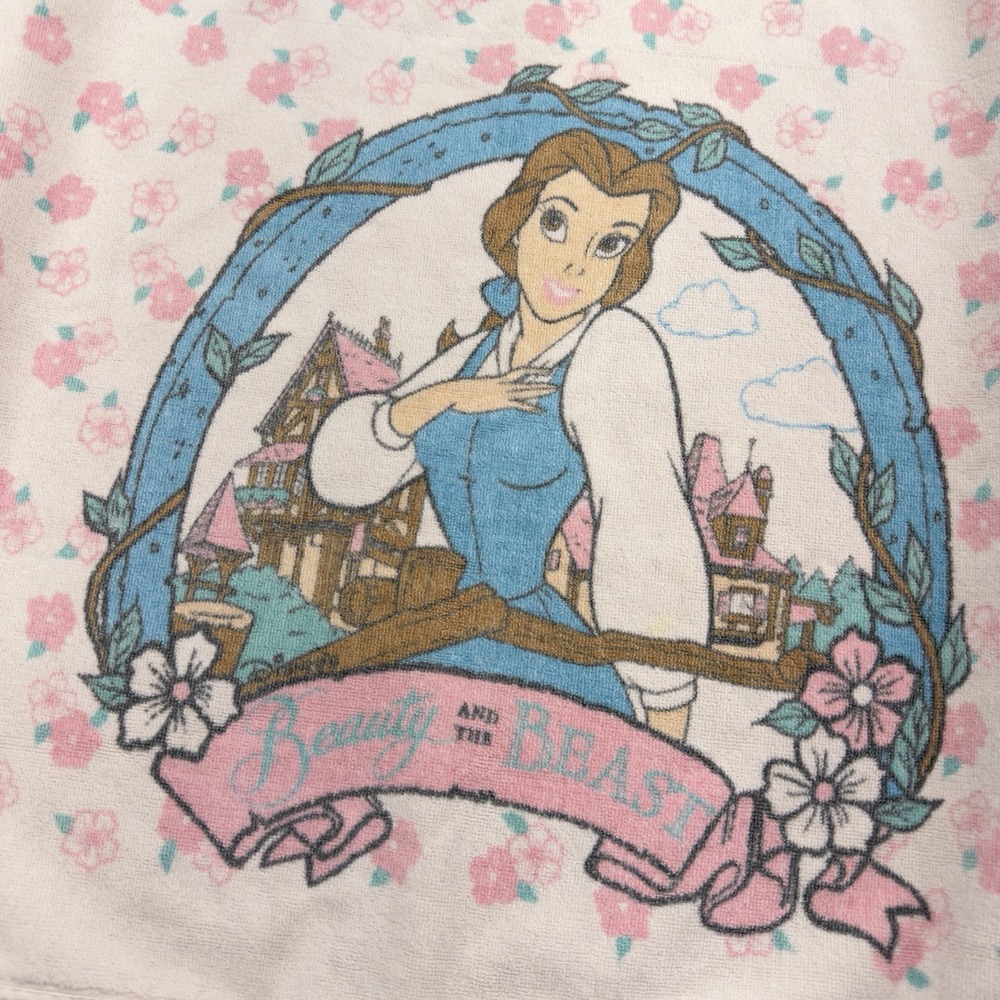Vintage 90s Walt Disney Beauty And The Beast Bath Hand Towel Belle Floral 26x19